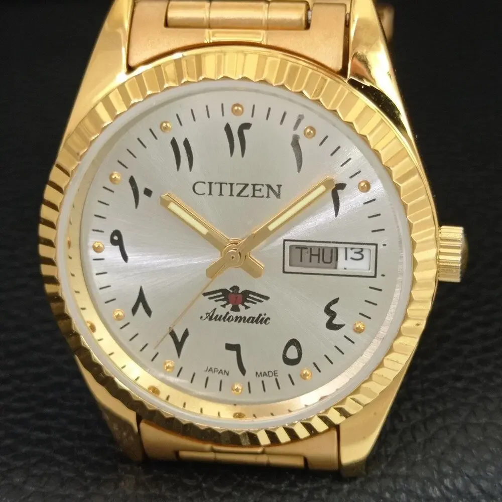 Vintage 1970 Citizen Automatic Mens Gold Watch W/daydate & Gold Accents